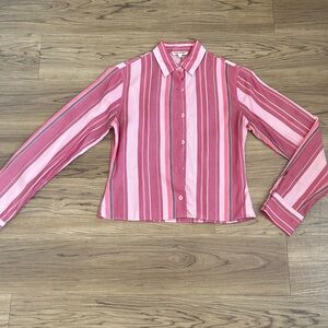 DJERF AVENUE PINK STRIPE BUTTON DOWN